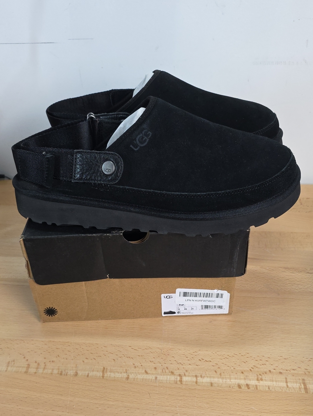 UGG Men’s Black Suede Backstrap Slip-On Clog Used 13